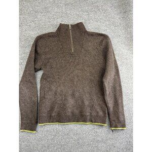 GAP Sweater Mens Large Brown Green Half Zip Pullover 100 Lambswool Knit Casual